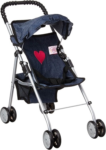 עגלה לבובה עם בד ג'ינס של חברת My First Doll Stroller