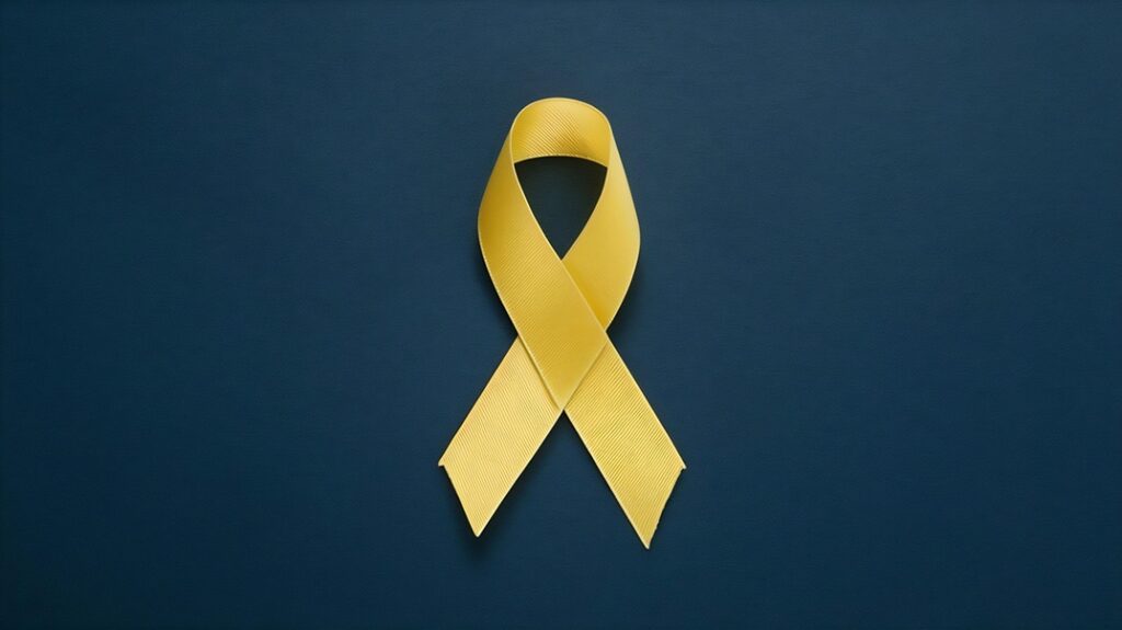 סרט צהוב עם סמל החטופים על רקע כחול כהה